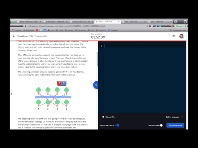 Code Jam 2021 World Finals Screencast - Umnik