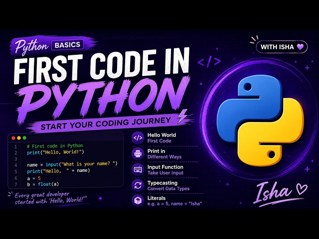 Python Day 4 | Hello World, Print(), Input(), Type Casting & Literals (Hinglish)