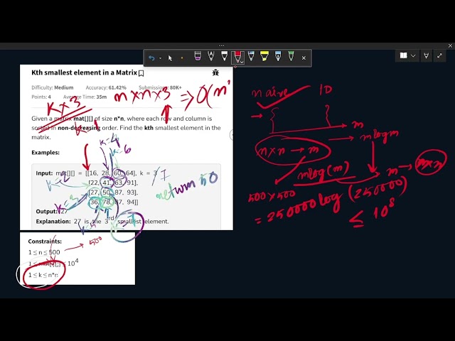 Kth smallest element in a Matrix