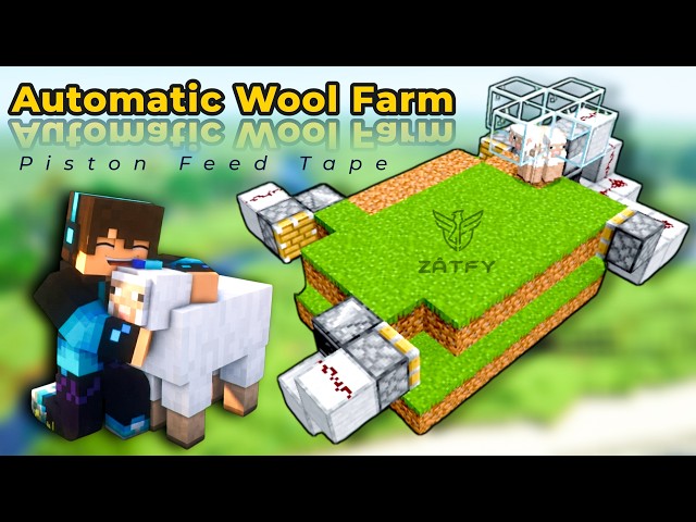 How to Build an Automatic Wool Farm with Piston Feed Tape | Minecraft Tutorial