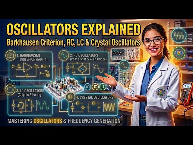 Oscillators Explained 🔥 | Barkhausen Criterion, RC, LC & Crystal Oscillators