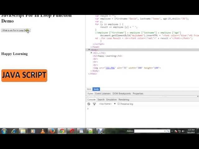 FOR IN LOOP IN JAVASCRIPT   DEMO
