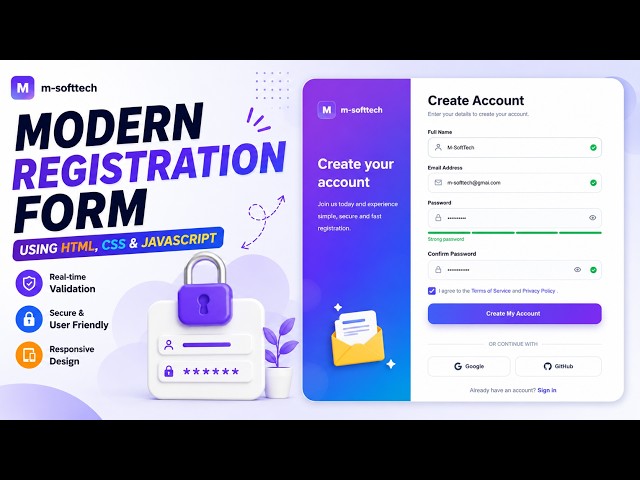 How to Create Responsive Registration Form in HTML & CSS | Responsive Registration Form