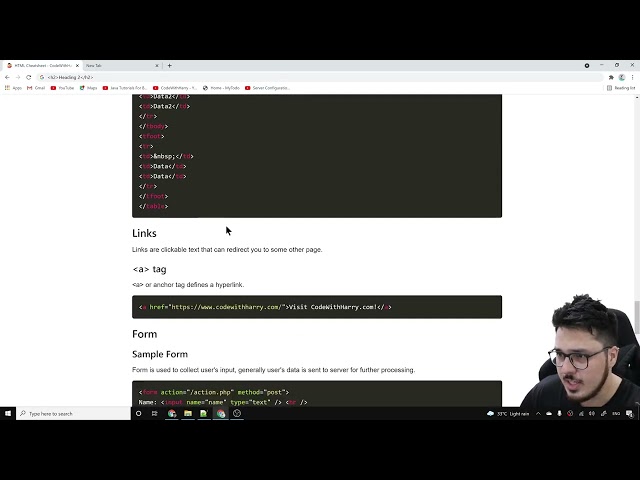 HTML cheat sheets with code with harry... #code #codewithharry