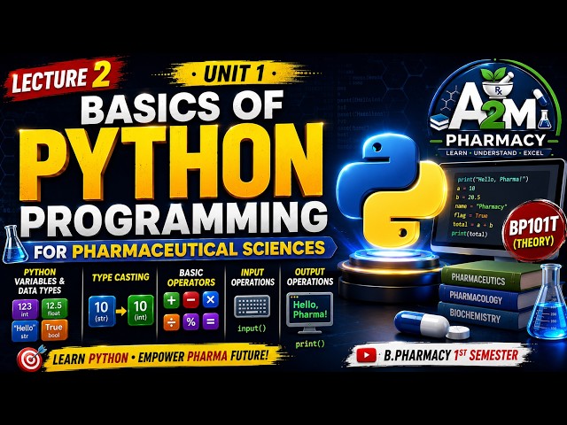 Python Variables & Data Types Explained 🔥 | Lecture 2 | B.Pharmacy | Pharmaceutical Sciences