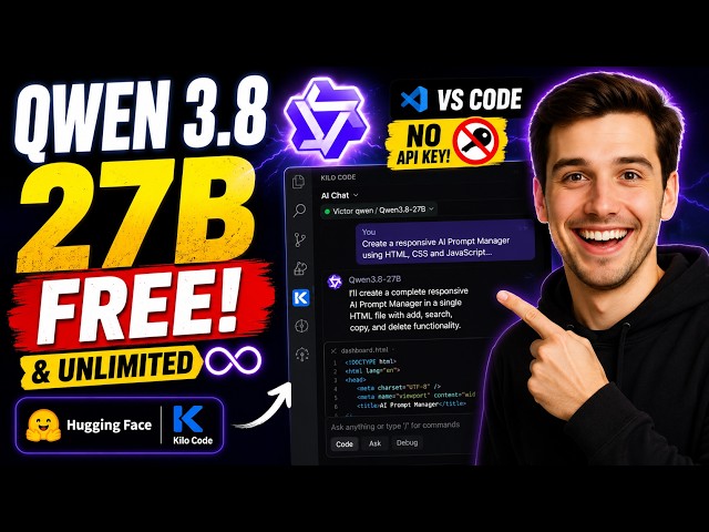 Qwen 3.8 27B Is FREE & Unlimited in VS Code!