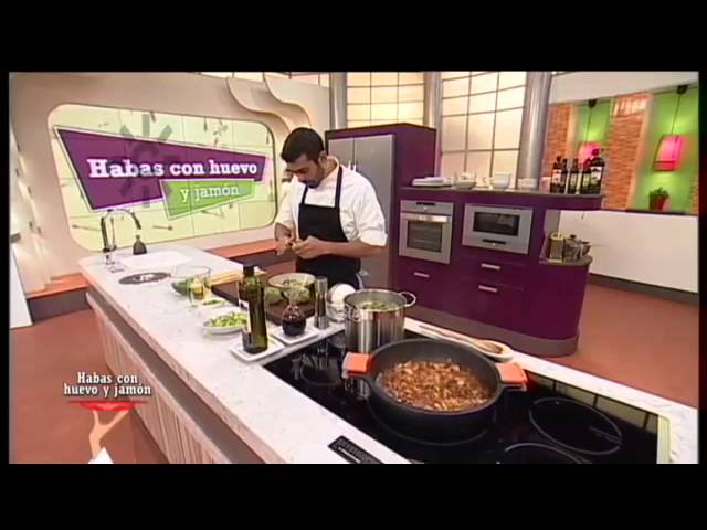 Receta: habas con huevo y jamón