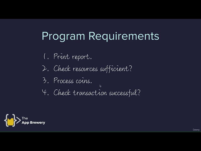 105   Introduction & Requirements for the Coffee Machine Project