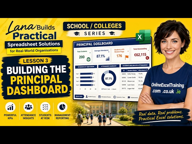 Building the Principal Dashboard | School / Colleges Excel  Spreadsheet Series-Lesson 3