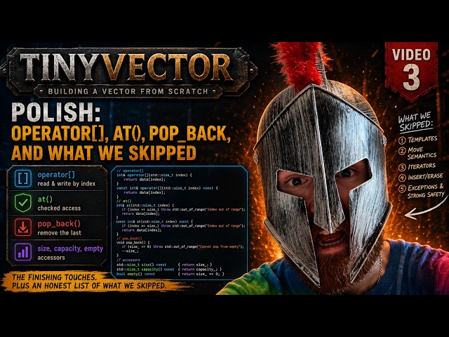The Descent: Building a TinyVector in C++ Part 3 - operator[], at(), pop_back(), and What We Skipped