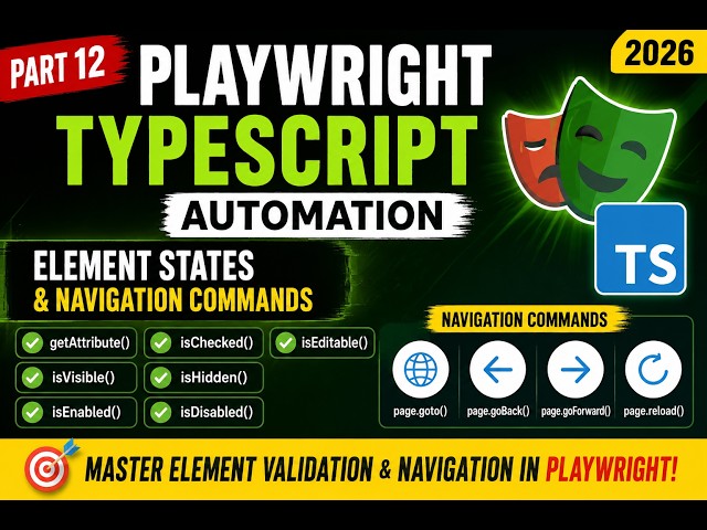 30.getAttribute,isVisible,isEnabled,isChecked and navigation commands | Playwright TypeScript 2026