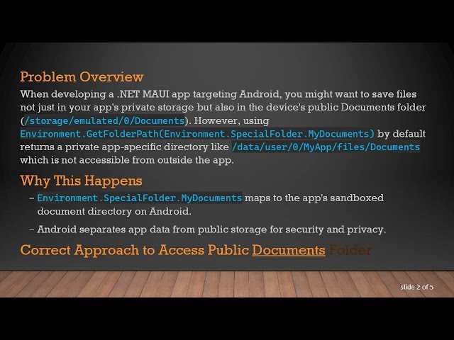 Accessing the Public Documents Folder in .NET MAUI Android