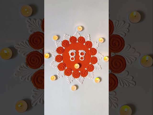Day 1 - Orange Rangoli for Navratri 🧡 Day 1 rangoli 2026 🙏 #shorts #youtubeshorts #youtube #rangoli