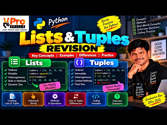 Day-29 | Python Lists & Tuples Revision | Complete Concepts with Examples