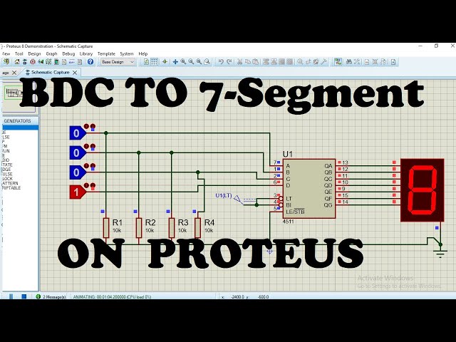 8.SIMULATION OF BCD TO 7-SEGMENT DISPLAY DECODER | ON PROTEUS.