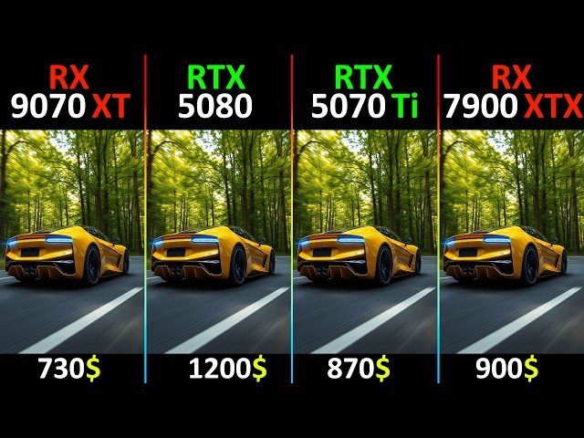 RX 9070 XT vs RTX 5080 vs RTX 5070 Ti vs RX 7900 XTX TEST IN 10 GAMES - R7-7800X3D -RT DLSS/FSR