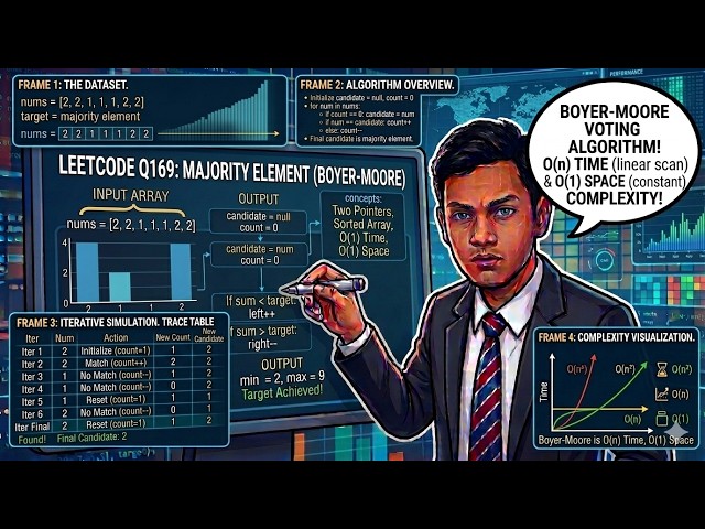 LeetCode 169: Majority Element | Optimal Boyer-Moore Voting Algorithm
