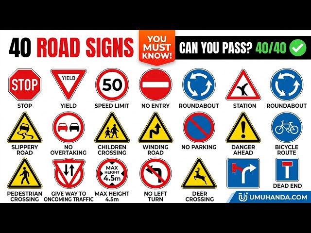 40 Important ROAD SIGNS You MUST Know When Driving | Traffic Signs & Meanings