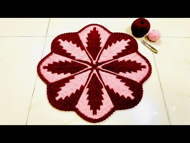 8 कलियों के साथ बनाओ दो कलर का इतना सुंदर और आसान पायदान डिज़ाइन/ two colour doormat design