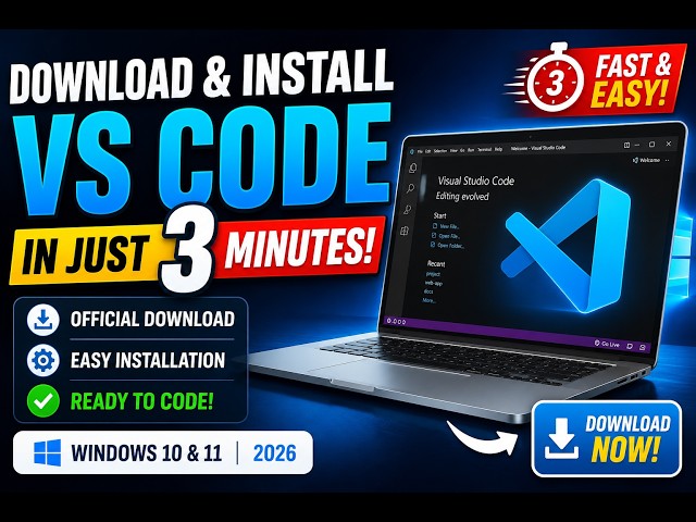 Download & Install VS Code in Just 3 Minutes! (Windows 10 & 11 | 2026)