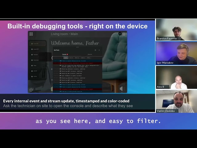 Built-In Developer Console for AV Touch Panels using App Container