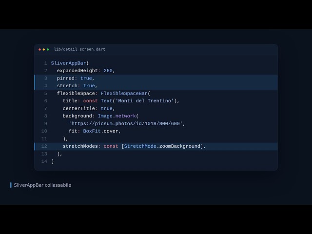 Reagire alla scroll in Flutter con SliverAppBar e CustomScrollView