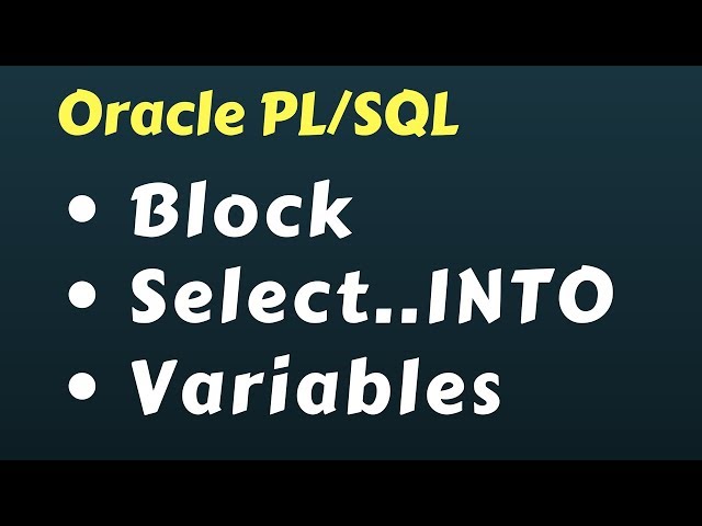 Oracle PL/SQL  Introduction for Beginners