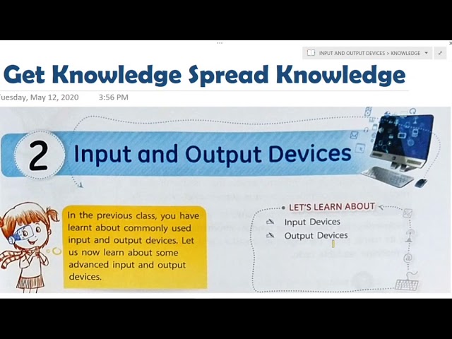 COMPUTER IT MATRIX PART-1 CLASS-5 CH-2 INPUT AND OUTPUT DEVICES