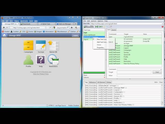 ohmage MWF Selenium IDE Testing Tutorial