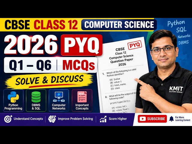 02 CBSE Class 12 Computer Science 2026 PYQ Q1–Q6 MCQs Complete Discussion