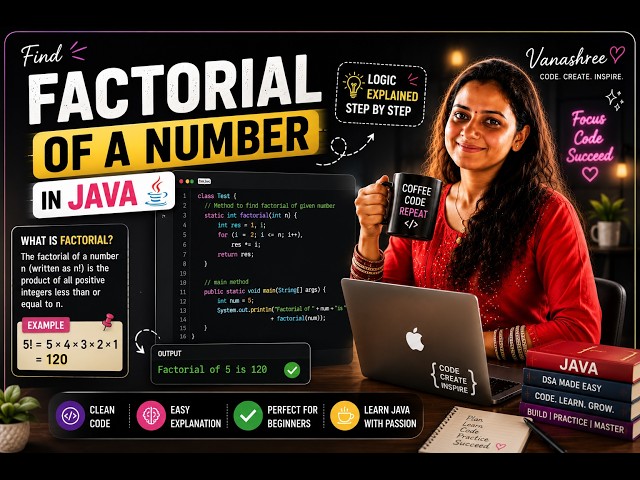 Factorial of a Number in Java Using Eclipse | Step-by-Step Explanation | English & Hindi