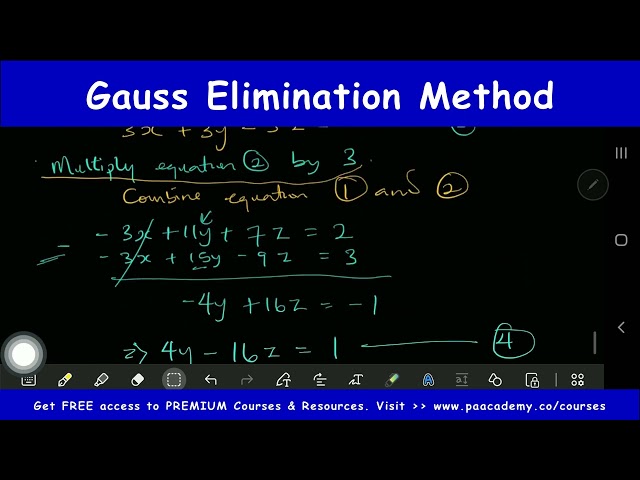 Gaussian Elimination Method. System of Linear Equations. Solution to 3 by 3 Simultaneous Equations