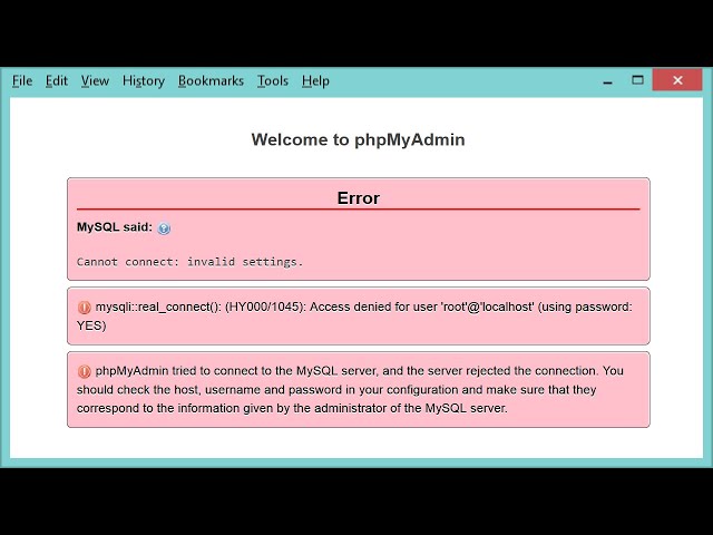 [FIXED] phpMyAdmin Error: Access denied for user root@localhost using password YES