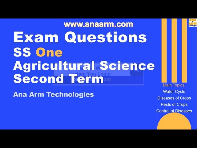 Exam Questions SS One Agricultural Science Second Term 1 to 20