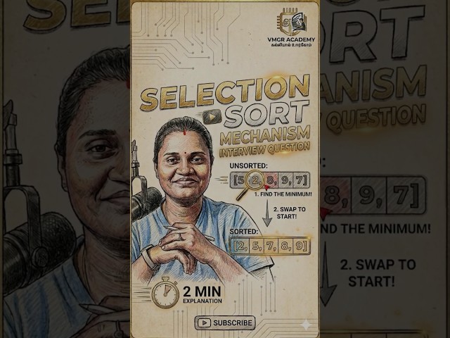 Master Selection Sort: The Ultimate Interview Quick-Guide! 🎯 | Tamil | VMGR Academy