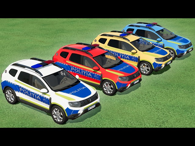 THE MOST INSANE GARAGE POLICE CAR MEGA RAMP JUMPS ! GIANT TRUCK TRANSPORT FS22