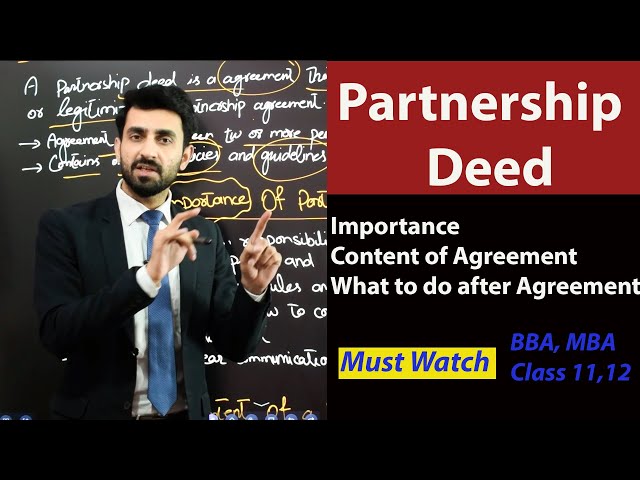 Partnership Deed | Partnership Agreement| Financial Management| BBA,MBA