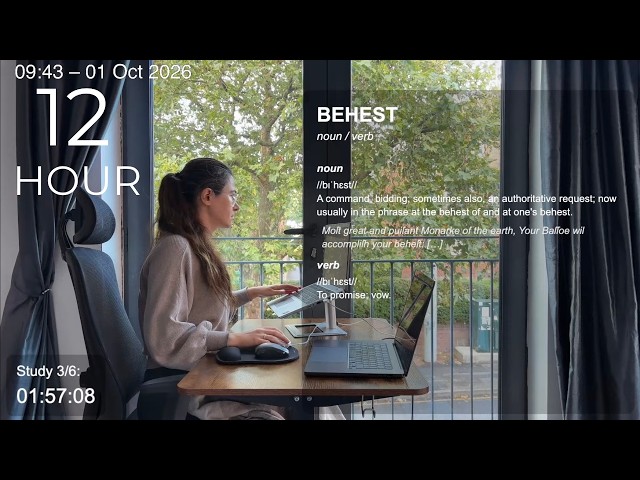 12-Hour LIVE Study/Work With Me 🎓 | Cozy UK Ambience | Custom Pomodoro Timer