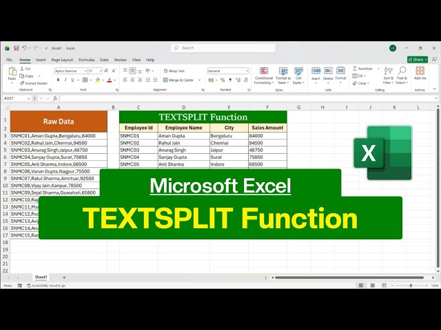 MS Excel - TEXTSPLIT Function | TEXTSPLIT Formula in Excel