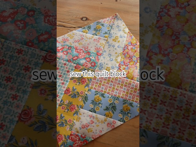 how to sew a diagonal strip quilt block 🪡 great for jelly rolls and scrap fabrics - finished 11.5”
