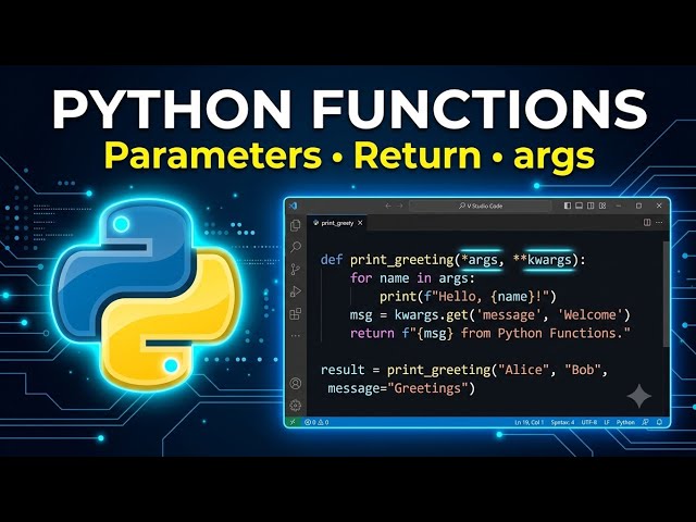 Python Functions Explained | Parameters, Arguments, Return, *args & **kwargs