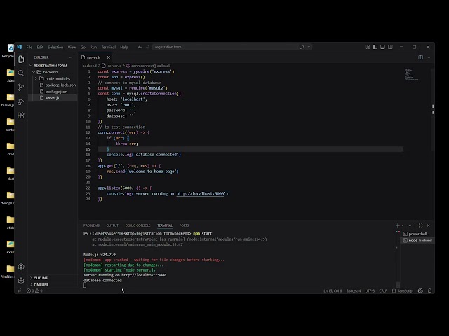 Learn how to build a complete User Registration Form using Node.js, React, and MySQL — step by step!
