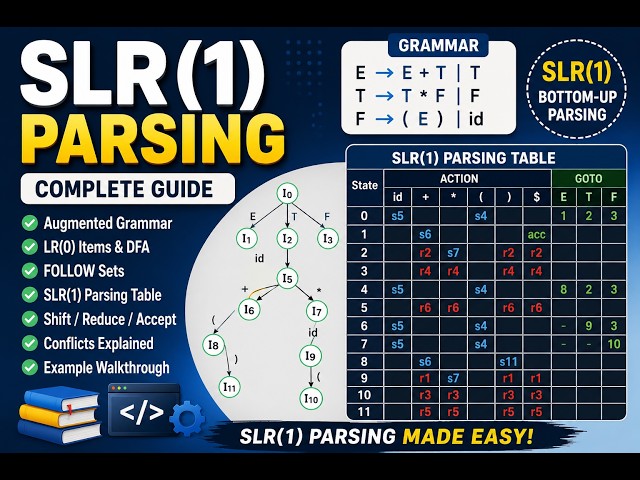 SLR(1) Parsing in Compiler Design | LR(0) Items, FOLLOW Set & Parsing Table