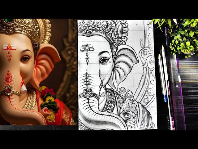 Ganpati Bappa Drawing ❤️, How To Draw Lord Ganesha, Ganesh Chaturthi Drawing, Step By Step Tutorial