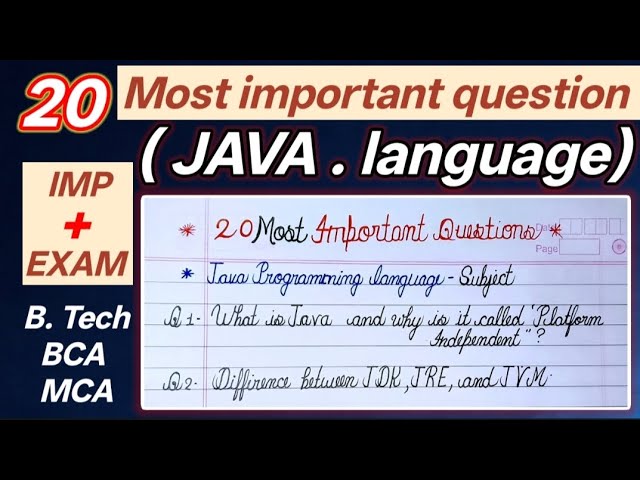 Java Programming Top 20 Important Questions | Exam Preparation 2026