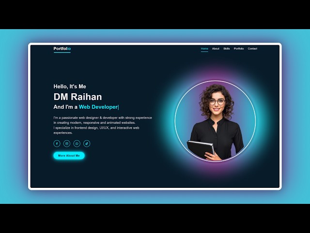 Portfolio Website Design Using HTML CSS & JavaScript | Part 1 - Responsive Navbar & Home Page