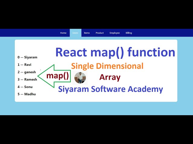 React map() function example with single dimensional array , react hooks