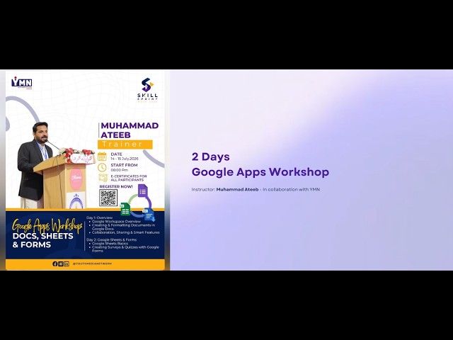 Google Apps Workshop: Docs, Sheets & Forms | Day 1 - Muhammad Ateeb