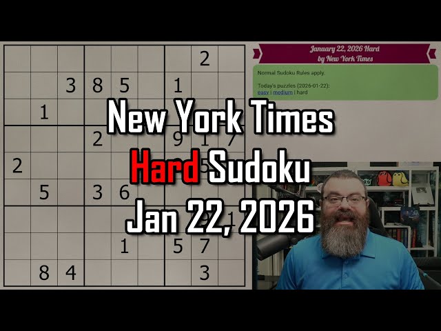 NYT Hard Sudoku Walkthrough | Jan 22, 2026
