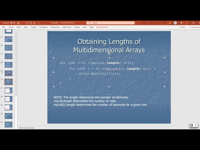 Java Video Lecture 7 - Multidimensional Arrays